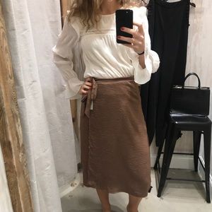 Brown maxi skirt - silk